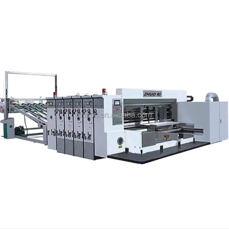 Zhuoli manufaktur kualitas tinggi digunakan karton bergelombang cetak flexo printer slotter die cutter stacker mesin