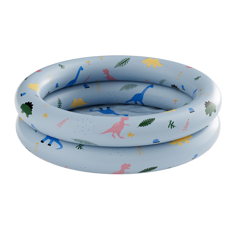 Piscine double anneau rétro dinosaure bleu