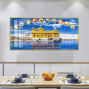 Cuadro <span class=keywords><strong>de</strong></span> Arte Mural <span class=keywords><strong>de</strong></span> <span class=keywords><strong>Vidrio</strong></span> con Pinturas <span class=keywords><strong>de</strong></span> la India, Templo Dorado del Sikhismo en Amritsar, Tierra Santa Musulmana, Imagen Personalizada <span class=keywords><strong>de</strong></span> la India - Product Image 1