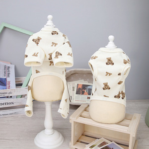 Ropa de lujo para cachorros de estilo coreano para primavera y verano, estampado de oso bonito, poliéster y lana sostenibles para veterinarios de mascotas - Product Image 5