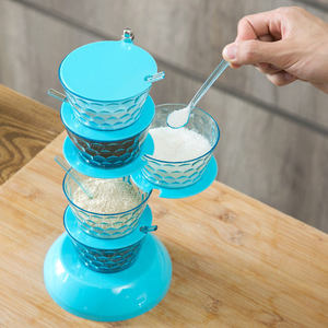 Wholesale Hot Product Kitchen Accessories Seasoning <b>Jar</b> Plastic Condiment Storage Rotating Box with Spoon 5 Layers Food - Product Image 3