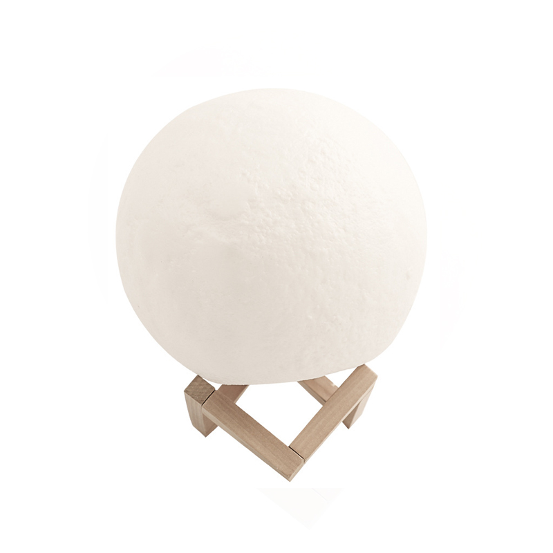 Lune Blanche 8cm + Lumière Chaude - Base ABS - Pile Bouton