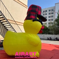 Canard gonflable pour décoration de fête, canard gonflable avec chapeau et lunettes noires