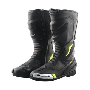 Bottes de moto en cuir respirant et ignifuge, vêtements de sport, bottes de moto durables, confortables et élégantes avec logo personnalisé - Product Image 1