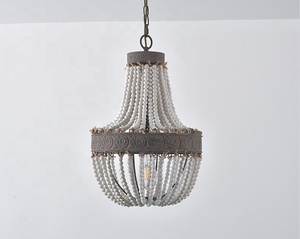 Lampadario Artistico Retrò Americano <span class=keywords><strong>in</strong></span> <span class=keywords><strong>Legno</strong></span> Massello con Perle, Illuminazione Decorativa per Soggiorno e Sala - Product Image 4