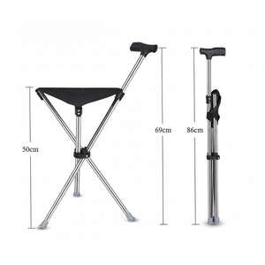 Factory Directly Sold <b>Portable</b> Aluminum Alloy Rehabilitation Bench for Elderly Non-slip Pole Stool Folding <b>Seat</b> <b>Chair</b> Cane - Product Image 1