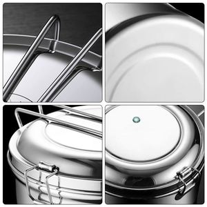 2026 Stainless Steel Food Storage Containers with Lid Bento <b>Lunch</b> <b>Boxes</b> Metal Flat Bowl for Camping Trips Picnic Snacks Soups - Product Image 2