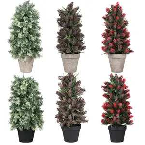 Plantas artificiales en forma de árbol, boj, cono topiario, arbustos, plantas falsas en maceta, decoración interior y exterior