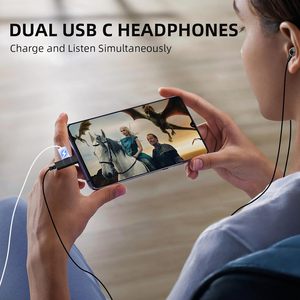 ชุดหูฟังแบบมีสาย USB-C ออกแบบมาเพื่อการเชื่อมต่อที่ไม่ติดขัดหูฟังชนิด C ฟังเพลงสามารถโทรออกได้ด้วยสายเคเบิลเพียงเส้นเดียว - Product Image 2