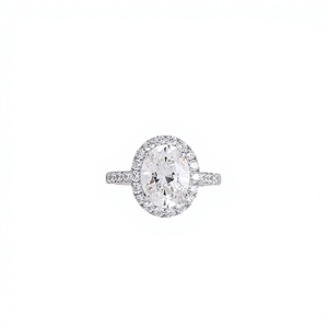 Bague de fiançailles pour femme en platine avec diamant taille ovale, style classique, diamants certifiés GIA - Product Image 1