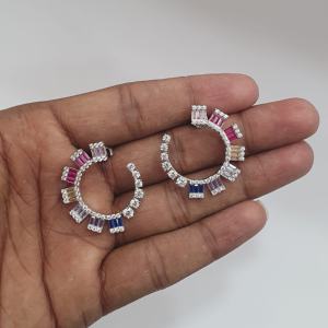 Pendientes con Clip de plata 925 hechos a mano auténticos, tacto antiguo con diamante como piedra principal, joyería fina - Product Image 1