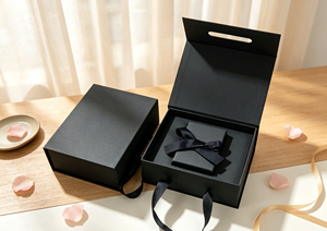 Eco-Friendly Recyclable Thick <b>Black</b> Special Hard Paper Book Shaped Gift <b>Box</b> with Magnetic Closure and Same Color Ribbon Handle - Product Image 2