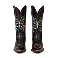 Botas Vaqueras al por Mayor para Mujer, de Cuero Genuino, Estilo Occidental, con Bordado de Mariposa, Zapatos de Moda para Chicas, Estilo Desierto
