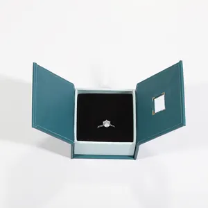 Custom Luxe Ring Ketting Verpakking Dubbele Open Magnetische Sieraden Geschenkarmband Doos