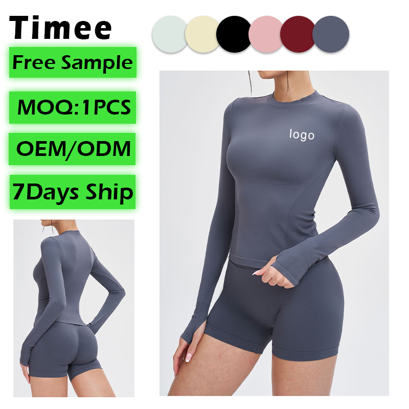 Seamless Yoga Long-sleeved Round-neck Tight and Comfortable Yoga Wear for Outdoor Running and Fitness T-shirt for Women