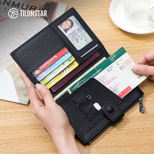 TILONSTAR TPW108P Suave Durable Cuero de grano completo ID Tarjetas bancarias Boleto Tarjeta de embarque Bolsa de almacenamiento RFID Funda para pasaporte - Product Image 1