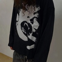 Camiseta de hombre estilo Y2K alternativo oscuro 2026, personalizada al por mayor, con estampado de letras, informal, tipo pulóver, estilo streetwear americano.