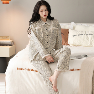 <span class=keywords><strong>Camicia</strong></span> <span class=keywords><strong>da</strong></span> <span class=keywords><strong>notte</strong></span> a maniche lunghe in <span class=keywords><strong>cotone</strong></span> 2025 e pantaloni di alta qualità lavorati a maglia elegante pigiama stampato per indumenti <span class=keywords><strong>da</strong></span> <span class=keywords><strong>notte</strong></span> comodi <span class=keywords><strong>da</strong></span> donna - Product Image 6