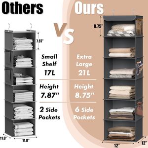 6 <b>Shelf</b> Hanging Closet Organizer Dark Gray Fabric Storage For Behind Door Wall Use - Product Image 4