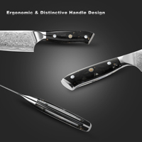 Couteau de chef Angele 8 pouces, éco-responsable, ambidextre, en acier Damas japonais à haute teneur en carbone, manche en résine de platine, pour la cuisine