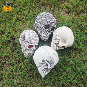 Resin Skull Halloween Decorations <b>Battery</b> <b>Operated</b> Light Up Outdoor Venue Setup Props - Product Image 1