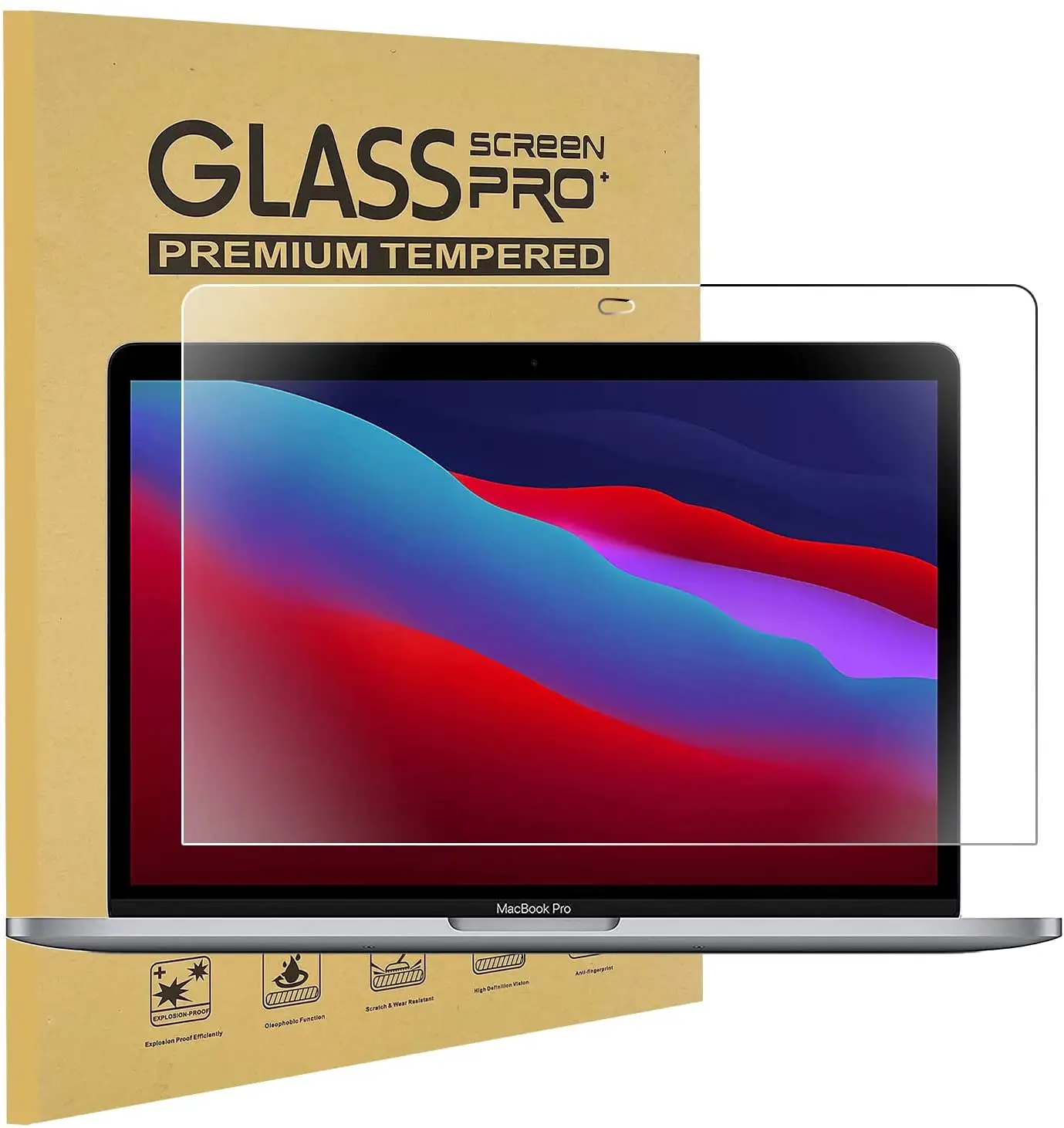 0.33 milímetros 9H Anti-scratch Anti choque Protetor de Tela de Vidro Temperado HD para Macbook Pro 15 "A1707 A1990