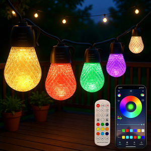 Luces de Cadena LED RGB Inteligentes para Exteriores, 52.5 Pies, IP66 Impermeables, Control por Aplicación, Iluminación Colorida para Patio - Product Image 2