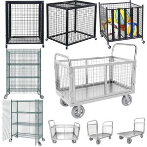 Middelzware Aangepaste Stalen Zink Gaas Rolkooi <span class=keywords><strong>Pallet</strong></span> <span class=keywords><strong>Trolley</strong></span> Magazijn Veiligheid Wasgoed Lading Opslag Met Planken - Product Image 3