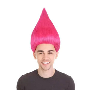 <span class=keywords><strong>Peluca</strong></span> y tocado de cosplay de <span class=keywords><strong>Trolls</strong></span>, en forma de lágrima, resistente a altas temperaturas, semimanual, venta al por mayor en stock - Product Image 1