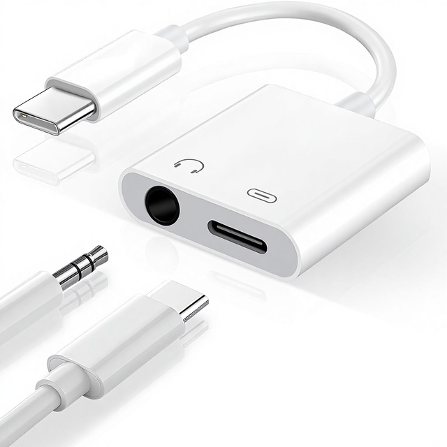 USB-C to 3.5mm 2-in-1 Audio Fast Charging Splitter Adapter for IPhone/iPad//Pixel 1Pack