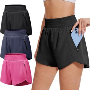 FOXA Women's Athletic Shorts With Zipper Pockets Elastic Waist Quick Dry Workout Gym Running Shorts - Product Image 1