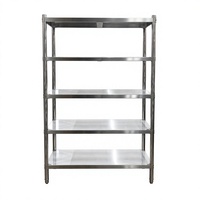 Étagère de rangement commerciale en acier inoxydable perforé à 5 niveaux, résistante à la corrosion, autoportante, pour cuisine et restaurant