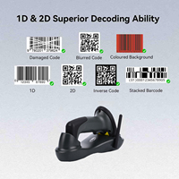 EVAWGIB Scanner de codes à barres portable le moins cher en entrepôt 1D & 2D Lecteur de codes à barres QR Blue tooth 433 MHZInterface USB sans fil et filaire Dock