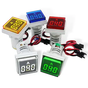 Mini Square LED Ammeter Indicator Digital Light 22mm With CT 0-100A Gauge Current Meter