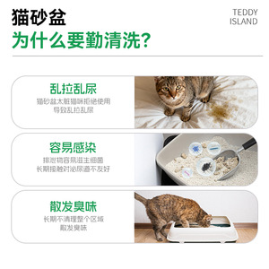 Limpiador de caja de arena para gatos Teddy Loveland, espuma limpiadora, suministros para mascotas, spray antibacteriano y desodorizante para orina de gatos. - Product Image 3