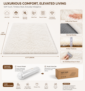 Tappeto Moderno Personalizzato in Finto Cashmere, Morbido e Soffice, Extra Spesso, Antiscivolo, Lavabile, a Pelo Lungo <span class=keywords><strong>per</strong></span> <span class=keywords><strong>Camera</strong></span> da Letto e Arredamento Casa - Product Image 6