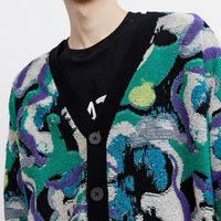 OEM ODM Designer Cardigan Pull Hommes Pull À Tricoter Personnalisé Tricots Jacquard Pull Cardigan Hommes
