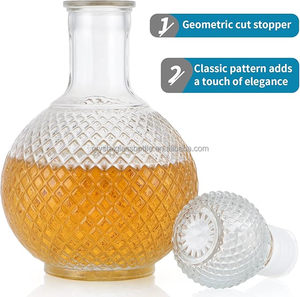 Botellas de Vidrio Transparente de 250 ml, 500 ml, 1000 ml, Botellas de Vidrio Vacías con Tapón de Vidrio para Licor, Whisky, Brandy, Vodka, Ron - Product Image 5