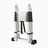Échelle télescopique simple en alliage d'aluminium de 14,5 pieds, légère, capacité de charge de 150 kg, design pliable portable, 6 marches extérieures