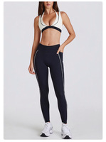 Ensemble de yoga 2 pièces pour femme, col halter en V, coupe ajustée, respirant, anti-transpiration, short en Spandex/Nylon, color-block tendance, pour la gym et la course à pied