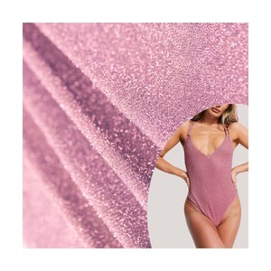 Tela de Alta Calidad Brillante y Transpirable de <span class=keywords><strong>Jersey</strong></span> Liso con Hilos de Nailon, Spandex y Lurex, Tela Metálica Plateada para Trajes de Baño - Product Image 1