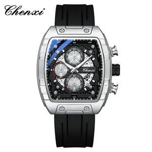 Montre chronographe à quartz de luxe pour homme CHENXI 941, étanche, bracelet en silicone, affichage analogique, 43 mm, tonneau <span class=keywords><strong>Chenlong</strong></span> - Product Image 6