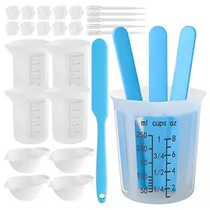 Intodiy kit de ferramentas de medição, copos de resina de silicone para medida, picolé, bastões de agitação, espátula, resina epóxi