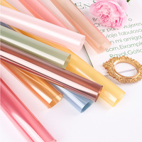 Papier de soie coloré, papier cristal, fleurs aux couleurs bonbon, bouquet de fleurs, papier de soie transparent, papier d'emballage