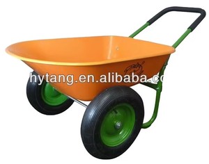 Pneumatic Wheel <strong>Plastic</strong> &amp; Metal Heavy Duty Garden Wheelbarrow with Easy Assembly for Farm and Construction Use - Product Image 4