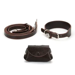 Custom training Running hands free leather dog leads and collars leash suit with small bag