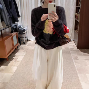 Suéter <span class=keywords><strong>Jomi</strong></span> Estilo Coreano, Marrón, Súper Hermoso, 100% Lana, Cuello Redondo, Grueso, para Mujer, Invierno 2025, Nuevo Color Degradado, Estilo Pera - Product Image 3
