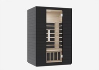 Ruang Sauna Inframerah Dalam Ruangan Kayu Solid Hemlock Kanada Modern 2 Orang Seven Continents Black dengan Jendela Transom, Garansi 1 Tahun