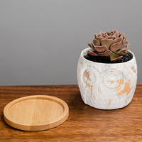 Hibou à motif de marbre scandinave et nordique, Pot de fleurs succulente en céramique, modèle Miniature, pour décor