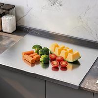 Planche à découper commerciale en acier inoxydable 304 en forme de L, antidérapante, pour pétrir la pâte, avec rebord de comptoir